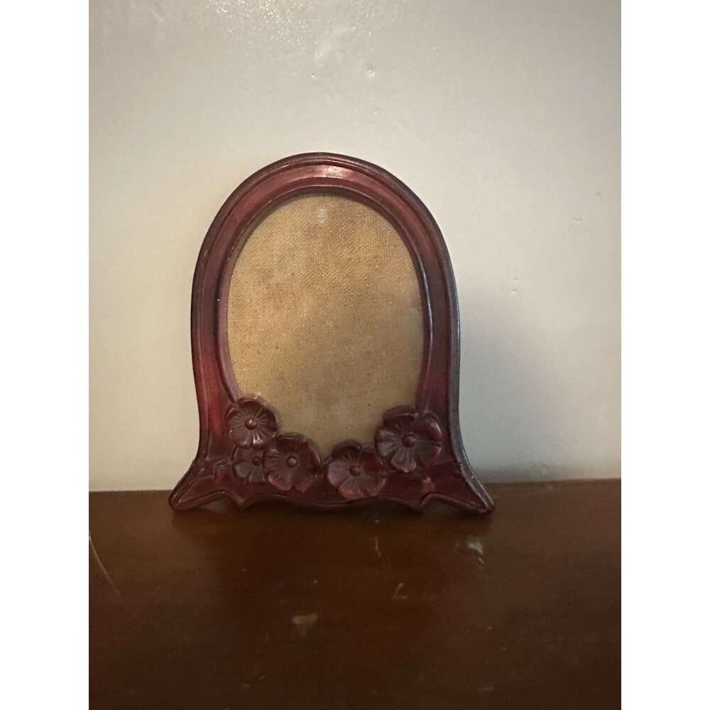 Picture Frame Faux Wood Floral Vintage 11x10.5 READ